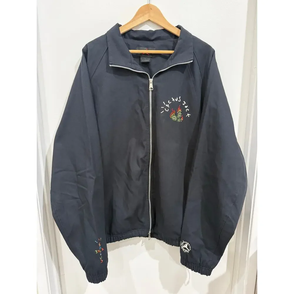 Cactus Jack x Air Jordan Flight Jacket XL Black Travis Scott Graphic Streetwear